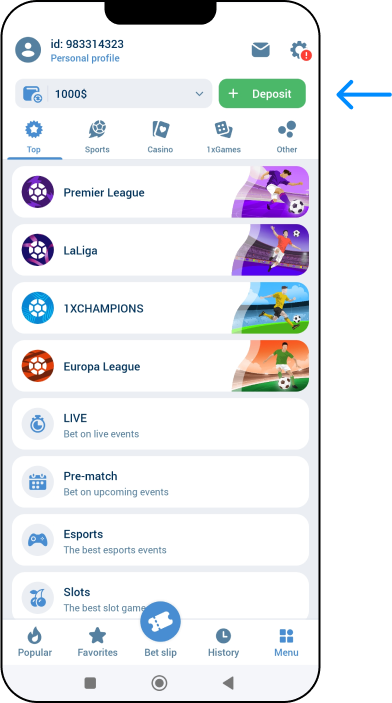 1xBet Deposit via App - Statistics Somalia