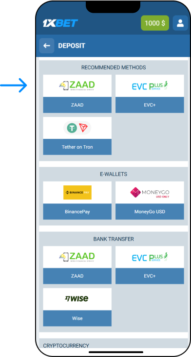 How to Make your First Deposit on 1xBet - Statistics Somalia