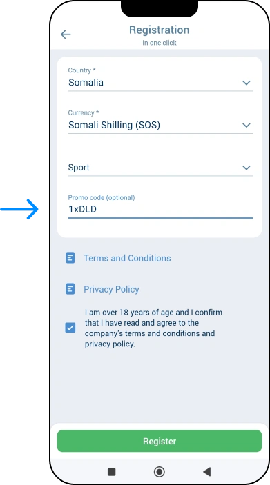 How to Register with Promo Code via 1xBet App - Statistics Somalia